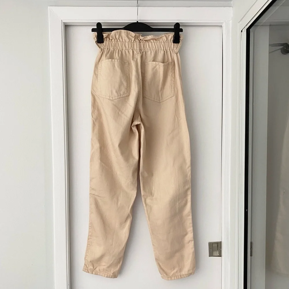 100%Cotton Paperbag Waist Pants, Highrise, Size 36 - Picture 4 of 13